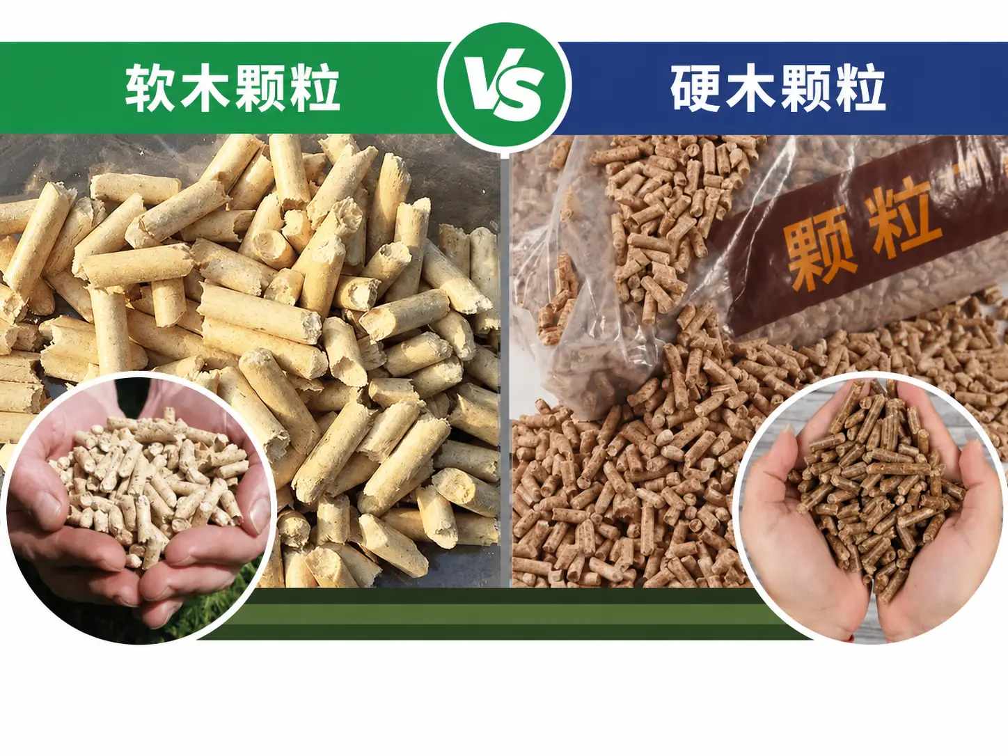 硬木与软木颗粒对比