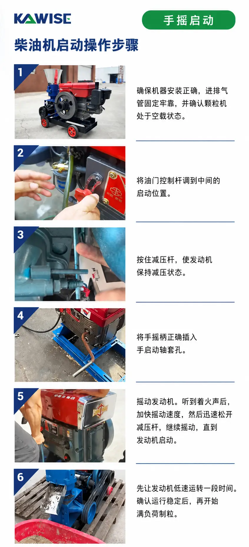 颗粒机手摇启动方法