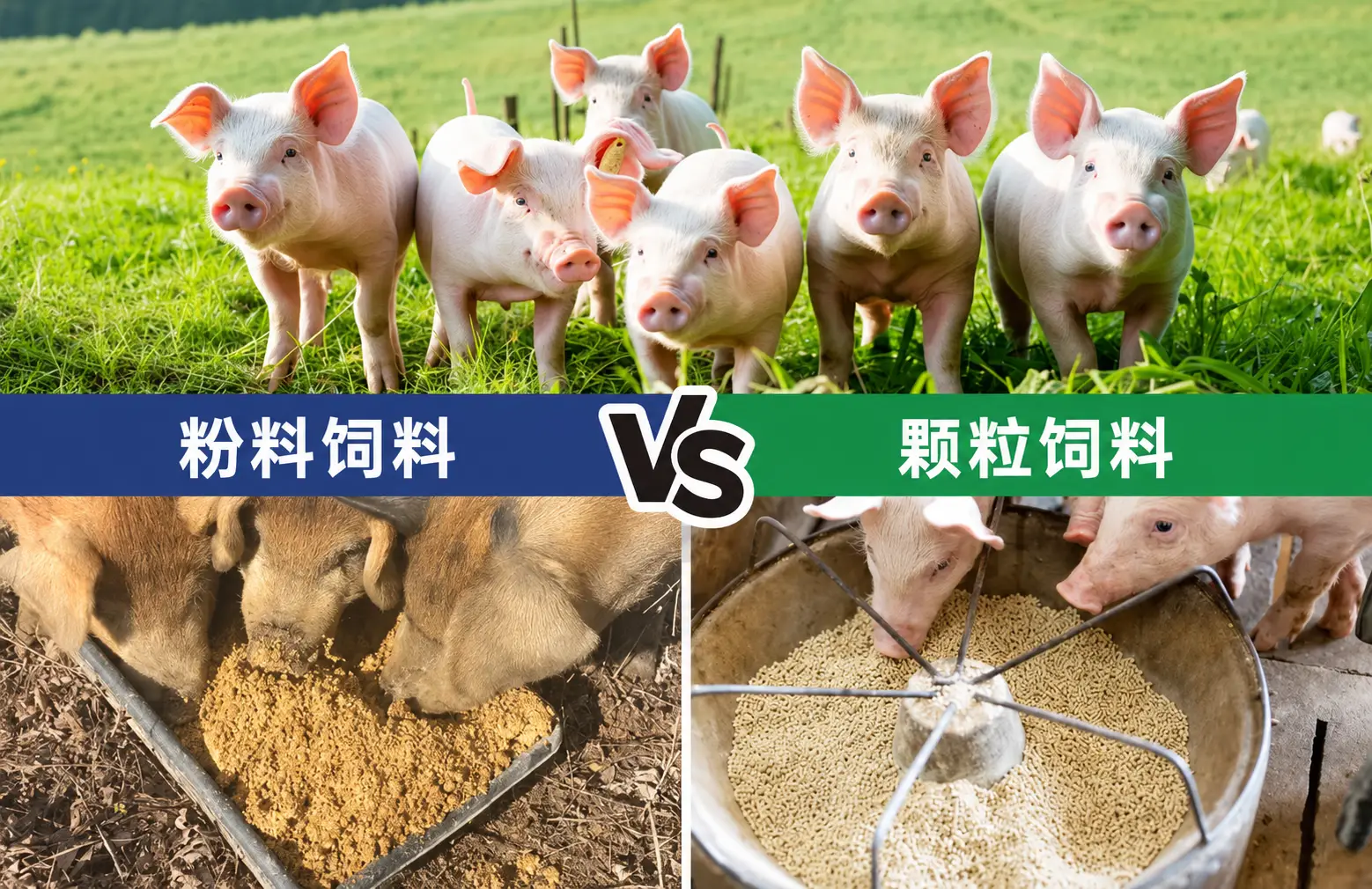 猪用粉料与颗粒料对比